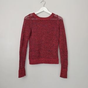 Old Navy Open Knit Sweater Size Small Red Marled Cotton